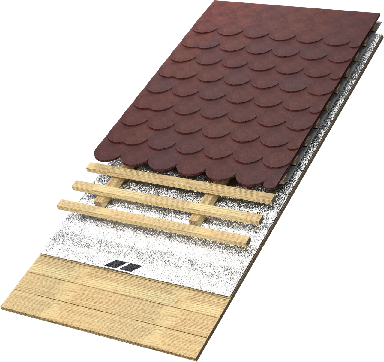 3D-Rendering: unter der Dacheindeckung